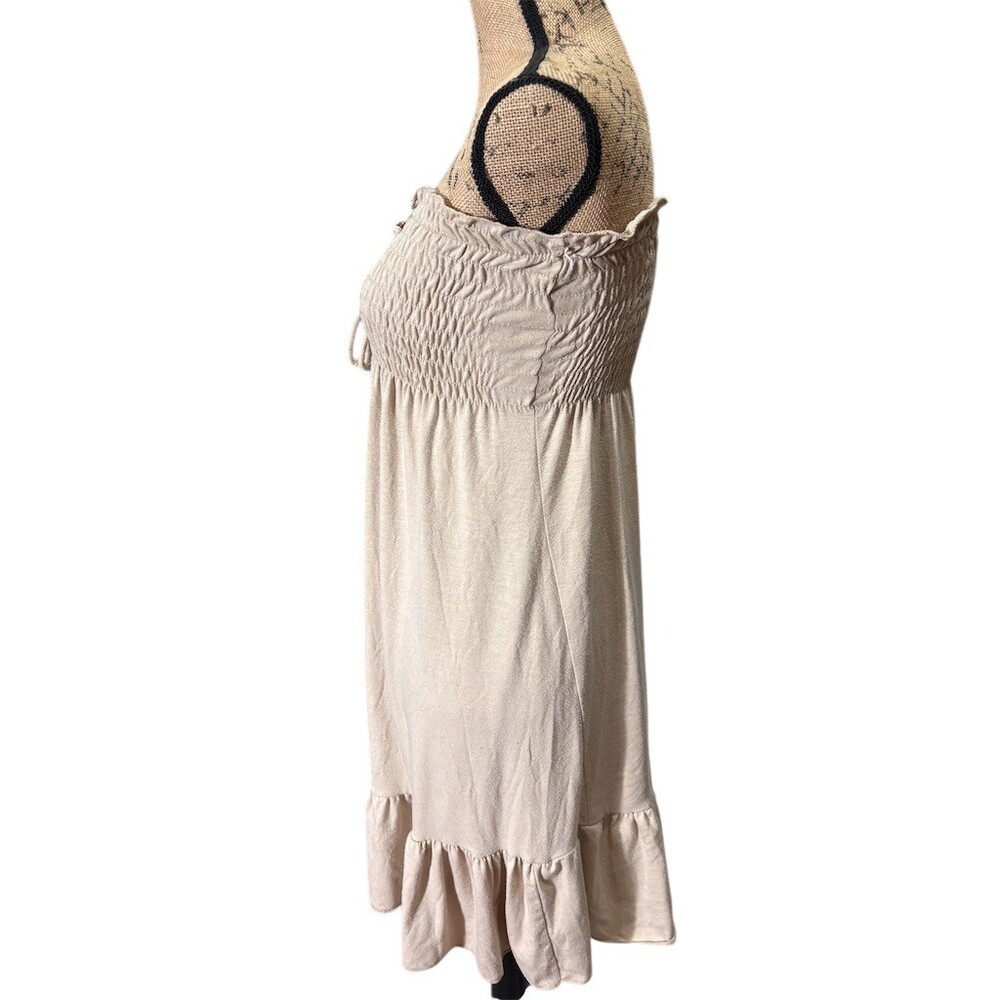 No Boundaries Dress Womens Size M Beige Strapless Midi Boho Coquette Dainty - Picture 4 of 8